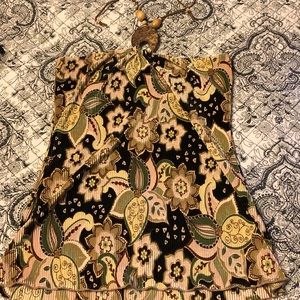 Retro floral halter sheer top